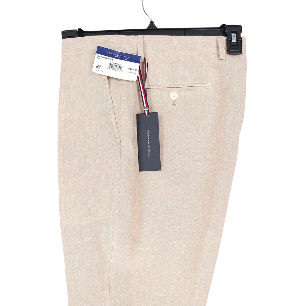 Tommy Hilfiger Mens Modern Fit Linen Suit Pants 38x32 Light Tan Solid NWT